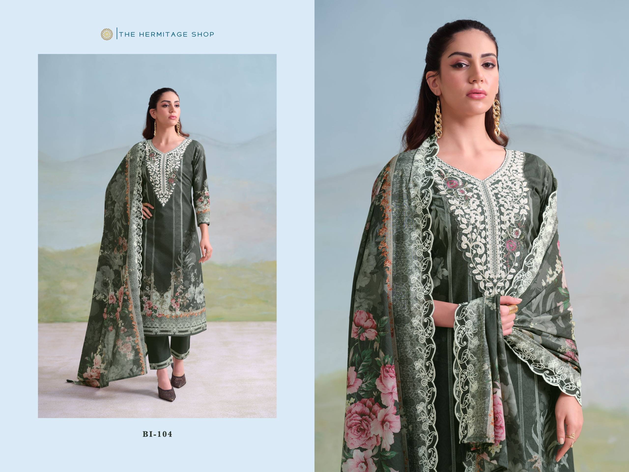 BINSAEED ORIGINALS by  THE HERMITAGE SHOP 101 To 104 Series Pakistani Stylish Beautiful Colourful Printed GIZA LAWN Dresses At Wholesale Price